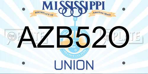 AZB52O Mississippi License Plate