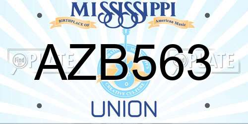 AZB563 Mississippi License Plate