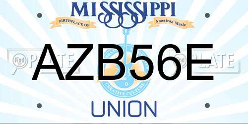 AZB56E Mississippi License Plate