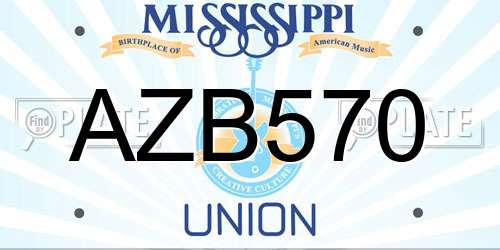 AZB570 Mississippi License Plate