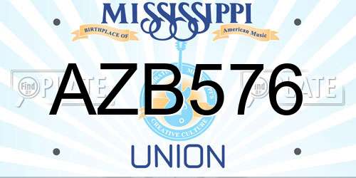 AZB576 Mississippi License Plate