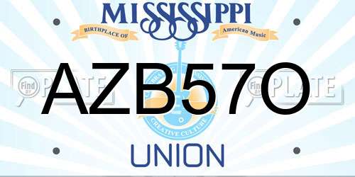 AZB57O Mississippi License Plate