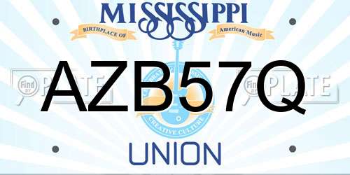 AZB57Q Mississippi License Plate