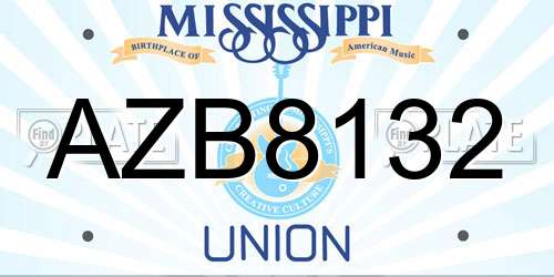 AZB8132 Mississippi License Plate