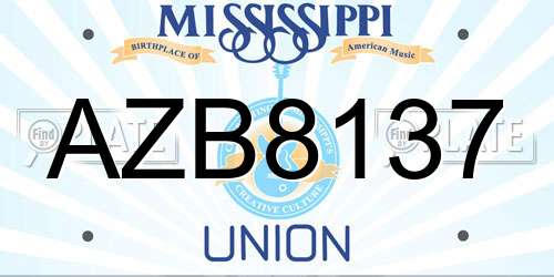 AZB8137 Mississippi License Plate