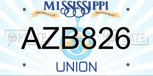 AZB826 Mississippi License Plate