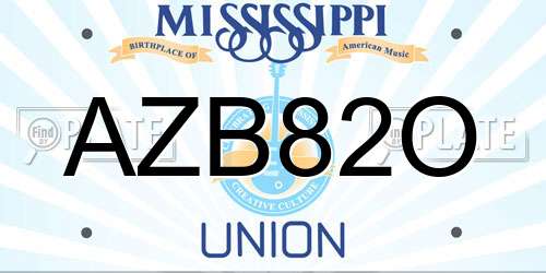 AZB82O Mississippi License Plate