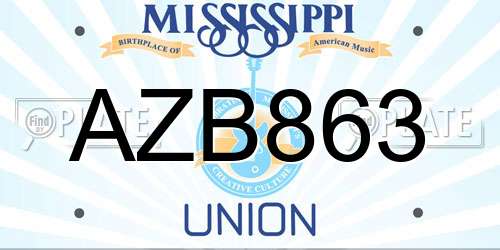 AZB863 Mississippi License Plate
