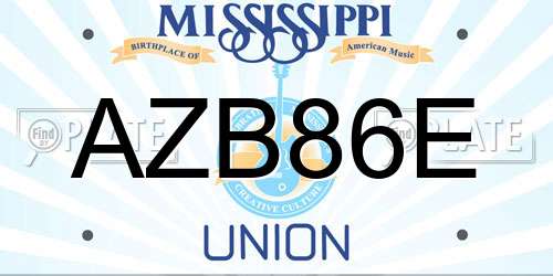 AZB86E Mississippi License Plate