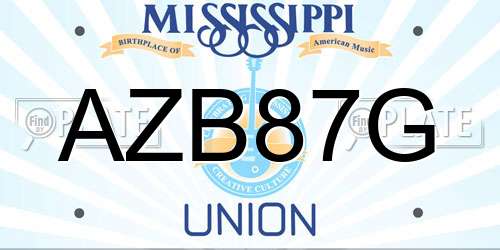 AZB87G Mississippi License Plate
