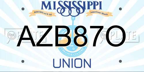 AZB87O Mississippi License Plate