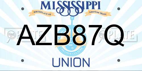 AZB87Q Mississippi License Plate