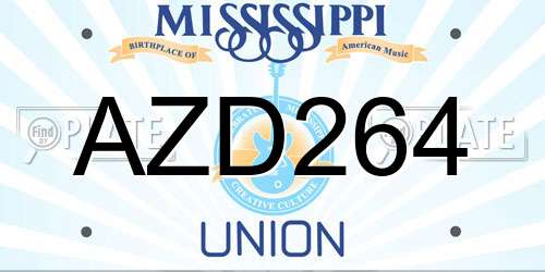 AZD264 Mississippi License Plate