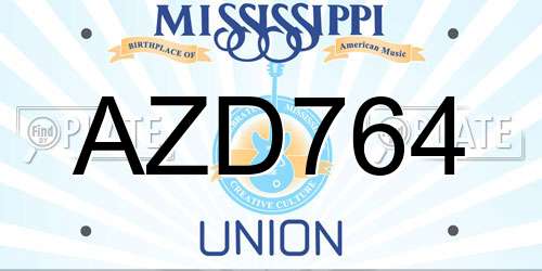 AZD764 Mississippi License Plate