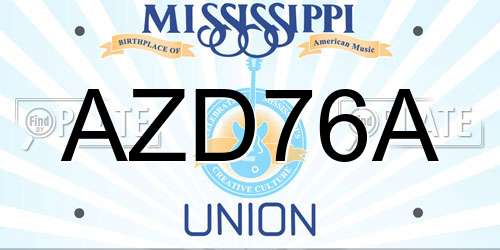AZD76A Mississippi License Plate