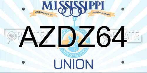 AZDZ64 Mississippi License Plate