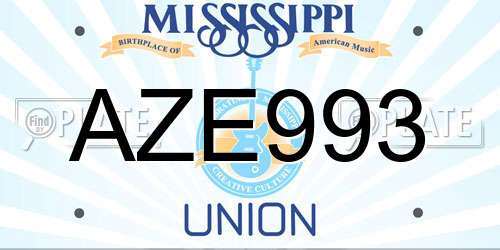 AZE993 Mississippi License Plate