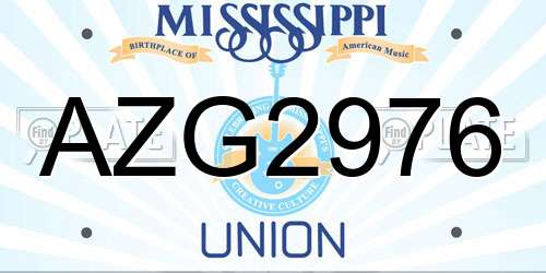 AZG2976 Mississippi License Plate