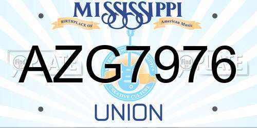AZG7976 Mississippi License Plate