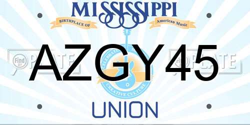 AZGY45 Mississippi License Plate