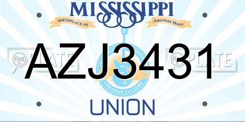 AZJ3431 Mississippi License Plate