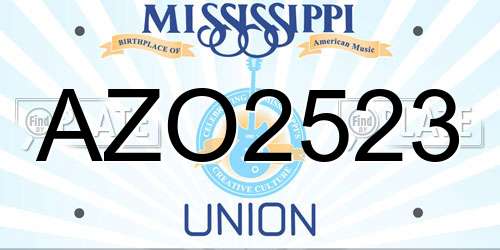AZO2523 Mississippi License Plate