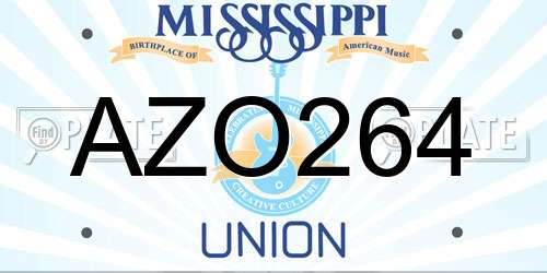 AZO264 Mississippi License Plate