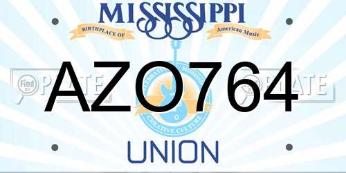 AZO764 Mississippi License Plate