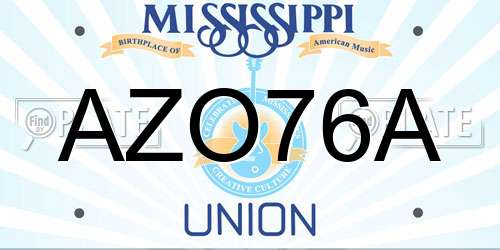 AZO76A Mississippi License Plate