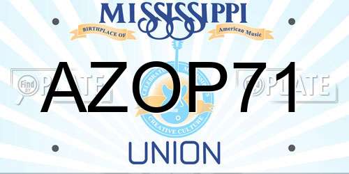 AZOP71 Mississippi License Plate