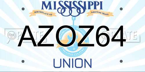 AZOZ64 Mississippi License Plate