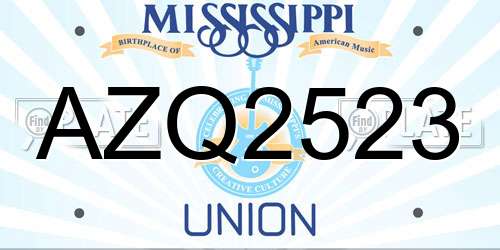 AZQ2523 Mississippi License Plate