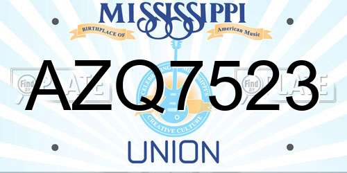 AZQ7523 Mississippi License Plate