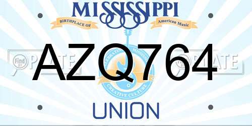 AZQ764 Mississippi License Plate