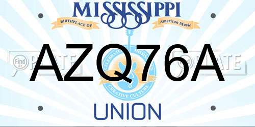 AZQ76A Mississippi License Plate