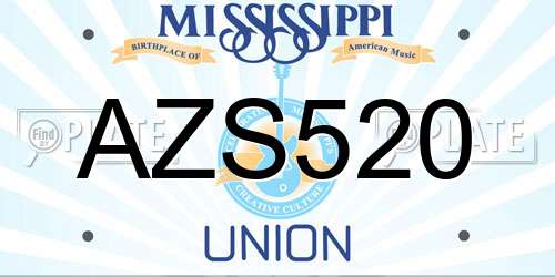 AZS520 Mississippi License Plate