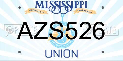 AZS526 Mississippi License Plate