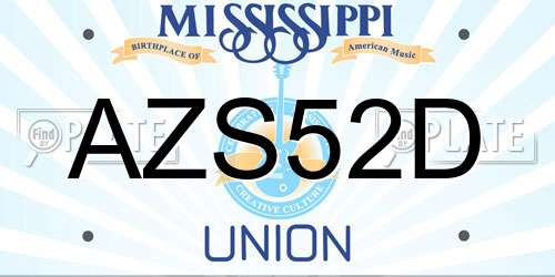 AZS52D Mississippi License Plate