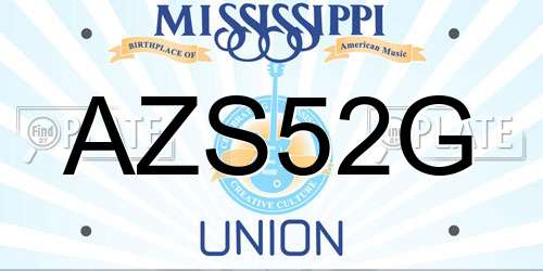 AZS52G Mississippi License Plate