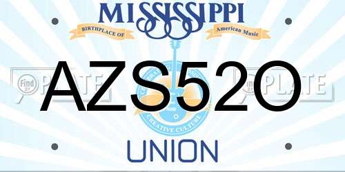AZS52O Mississippi License Plate