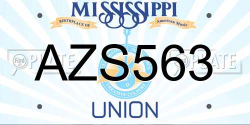 AZS563 Mississippi License Plate