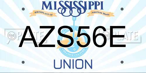 AZS56E Mississippi License Plate