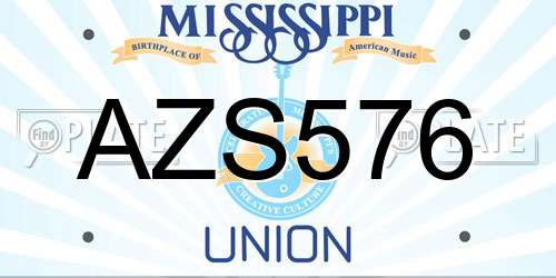 AZS576 Mississippi License Plate