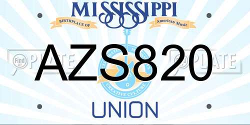 AZS820 Mississippi License Plate