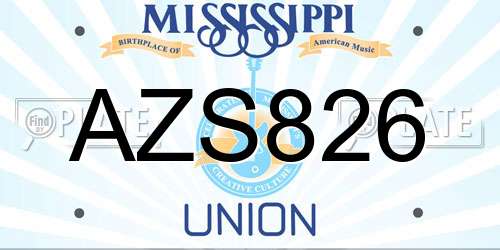 AZS826 Mississippi License Plate