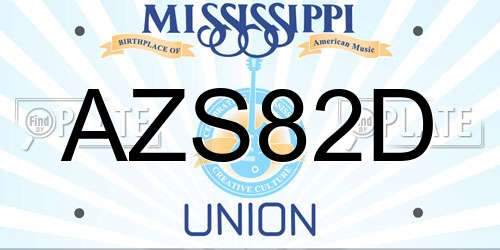 AZS82D Mississippi License Plate