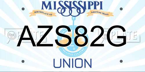 AZS82G Mississippi License Plate