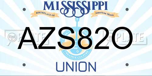 AZS82O Mississippi License Plate