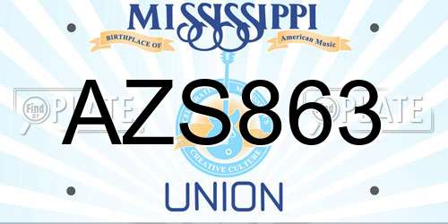 AZS863 Mississippi License Plate