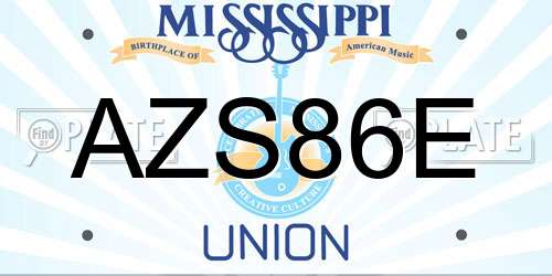 AZS86E Mississippi License Plate